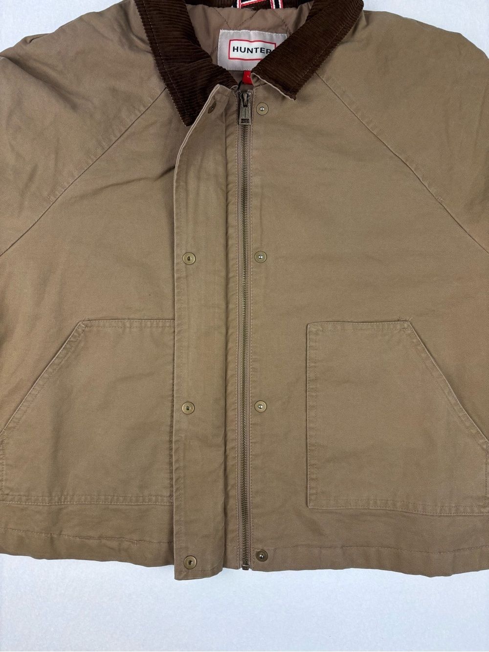 Hunter Women’s Tan Barn Jacket Corduroy Collar Quilted NWT Large - Picture 7 of 13